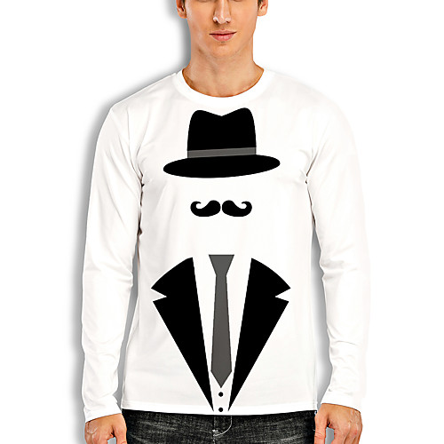 

Men's T shirt 3D Print Graphic 3D Print Long Sleeve Casual Tops Cartoon Classic White