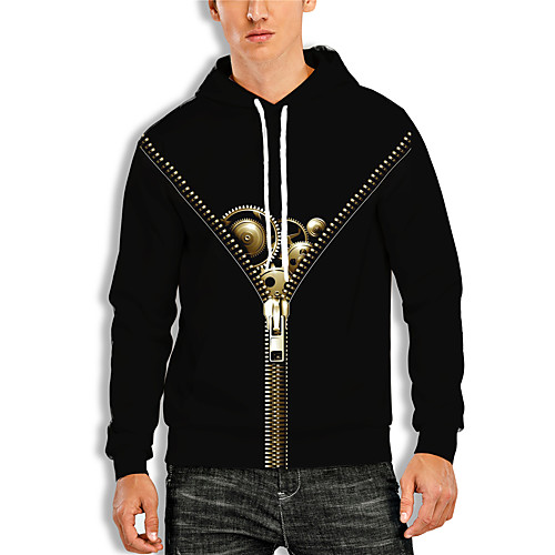 

Men's Pullover Hoodie Sweatshirt Graphic 3D Print Hooded Daily 3D Print Basic Casual Hoodies Sweatshirts Long Sleeve Black