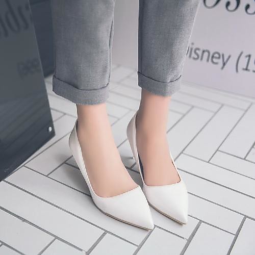 

Women's Heels Stiletto Heel Pointed Toe Daily PU Synthetics Almond White Black