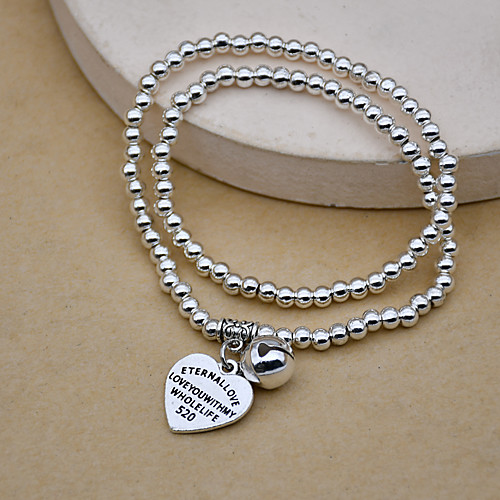 

Women's Bracelet Bangles Bead Bracelet Friendship Bracelet Stacking Stackable Fashion Birthday Heart Stylish Punk Trendy Rock Korean Alloy Bracelet Jewelry Silver For Christmas Gift Prom Date Festival