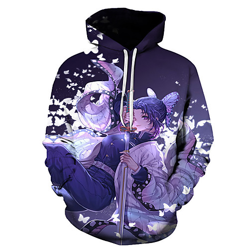 

Inspired by Demon Slayer Kochou Shinobu Cosplay Costume Hoodie Polyester / Cotton Blend 3D Printing Harajuku Graphic Hoodie For Women's / Men's