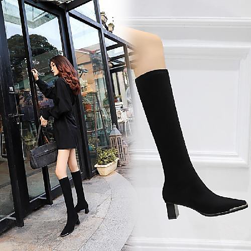 

Women's Boots Chunky Heel Square Toe Daily PU Synthetics Black