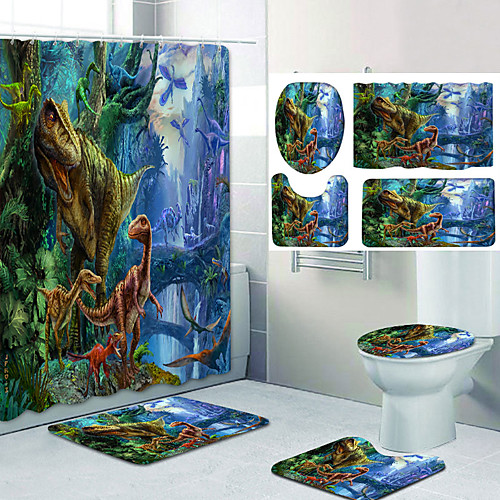

Bathroom Shower Curtain & Mat Set Classic Polyester New Design
