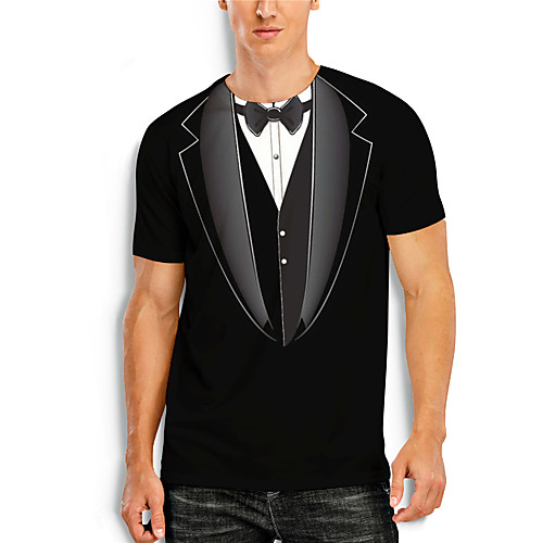 

Men's T shirt 3D Print Graphic 3D Print Short Sleeve Casual Tops Simple Classic Black