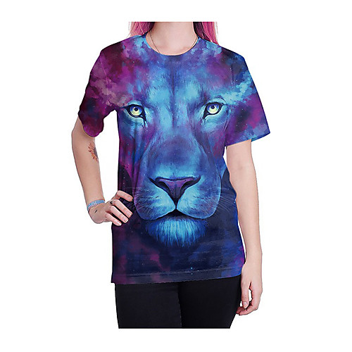 

Women's T shirt Graphic Round Neck Tops Punk & Gothic Basic Top Rainbow