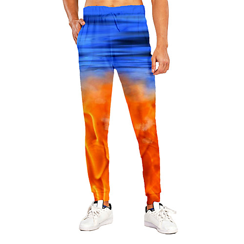 

Men's Novelty Casual / Sporty Outdoor Sports Casual Daily Sweatpants Trousers Pants Graphic 3D Full Length Print Orange