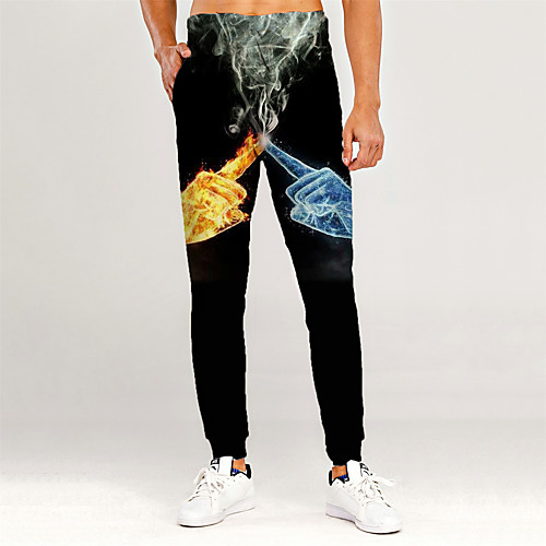 

Men's Novelty Casual / Sporty Outdoor Sports Casual Daily Sweatpants Trousers Pants Graphic 3D Full Length Print Black