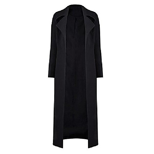 

women's elegant waterfall trench coat maxi lightweight dust coat outwear black l