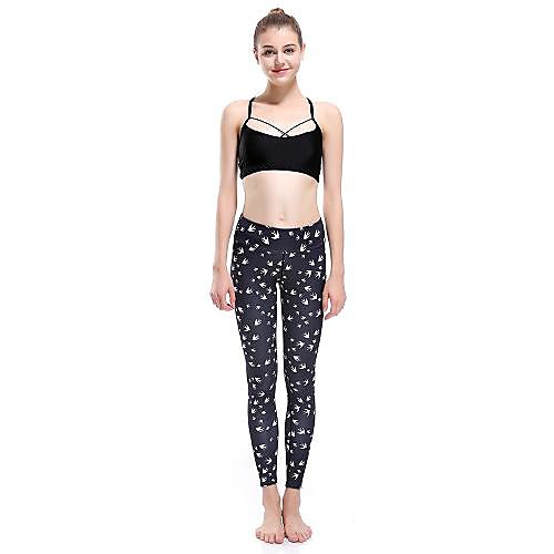 

Women's Basic Chino Comfort Daily Gym Leggings Pants Animal Ankle-Length Patchwork Print Black