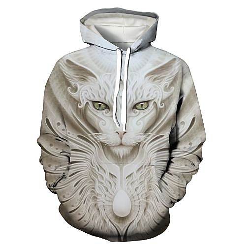 

Men's Pullover Hoodie Sweatshirt Graphic 3D Animal Print Hooded Daily 3D Print 3D Print Casual Hoodies Sweatshirts Long Sleeve Gray
