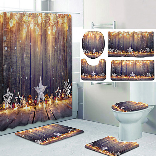 

Bathroom Shower Curtain & Mat Set Classic Polyester New Design