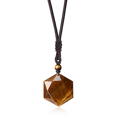 

unisex size tiger eye star of david hexagram stones pendant necklace