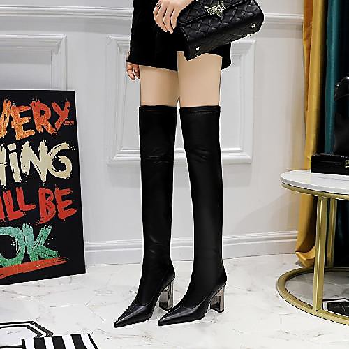 

Women's Boots Chunky Heel Pointed Toe Daily PU Synthetics Black