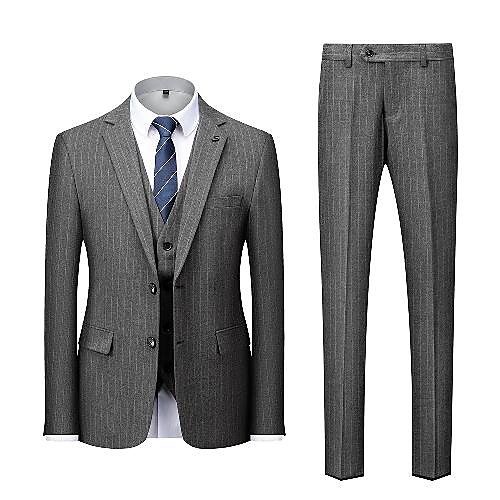 

Men's Suits Pants Blazer Waistcoat Party Wedding Single Breasted Regular Fit Polyester Men's Suit Gray - Notch lapel collar