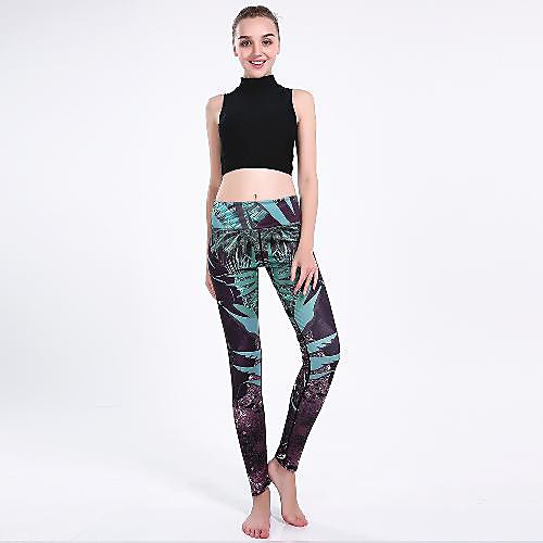 

Women's Basic Casual Comfort Daily Gym Leggings Pants Animal Ankle-Length Patchwork Print Black