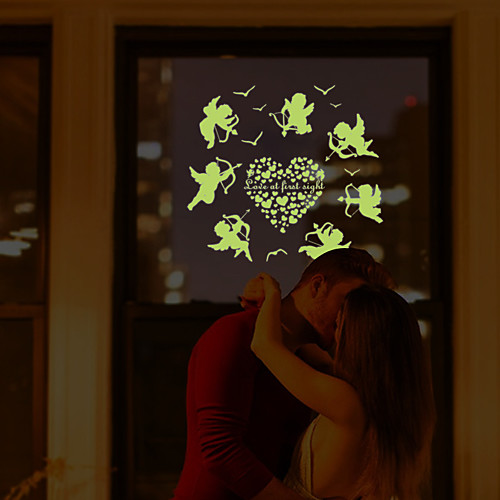 

valentine's day 2129.5cm cupid and love heart luminous wall stickers kids room decoration diy home decor