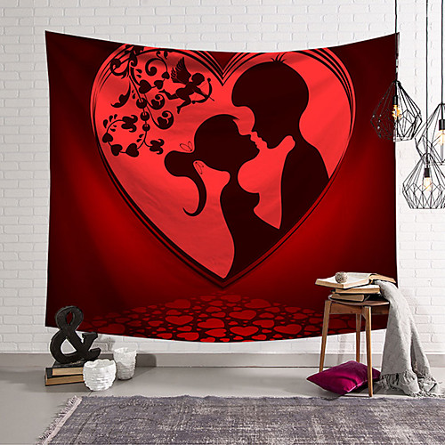

valentine's day wall tapestry art decor blanket curtain hanging home bedroom living room decoration couple kissing cupid polyester