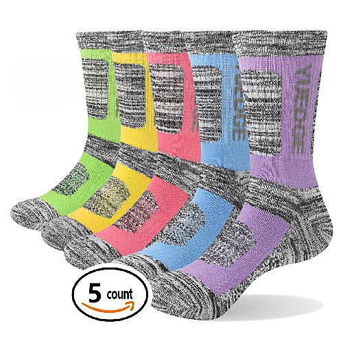 

Men's Hiking Socks Crew Socks Ski Socks 5 Pairs Outdoor Breathable Moisture Wicking Anti Blister Soft Socks Patchwork Letter & Number Cotton Grey for Camping / Hiking Hunting Fishing