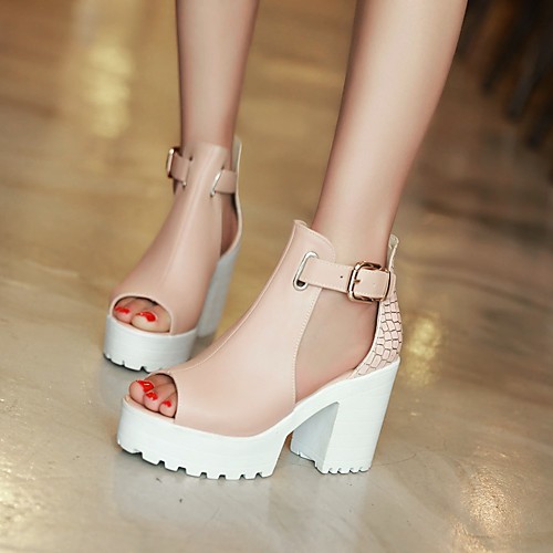 

Women's Sandals Chunky Heel Pointed Toe Block Heel Sandals Casual Classic Preppy Daily Office & Career PU Solid Colored White Blue Pink