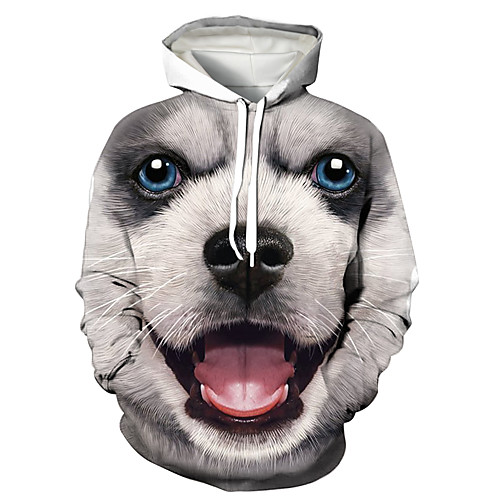 

Men's Pullover Hoodie Sweatshirt Animal Patterned Graphic 3D Print Hooded Daily 3D Print 3D Print Casual Hoodies Sweatshirts Long Sleeve Gray