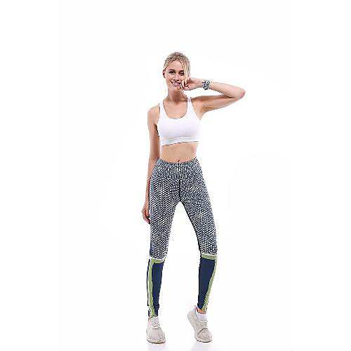 

Women's Basic Casual Comfort Daily Gym Leggings Pants Striped Paisley Ankle-Length Patchwork Print Blue