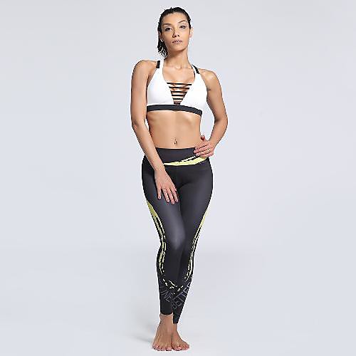 

Women's Basic Casual Comfort Daily Gym Leggings Pants Print Full Length Patchwork Print Black