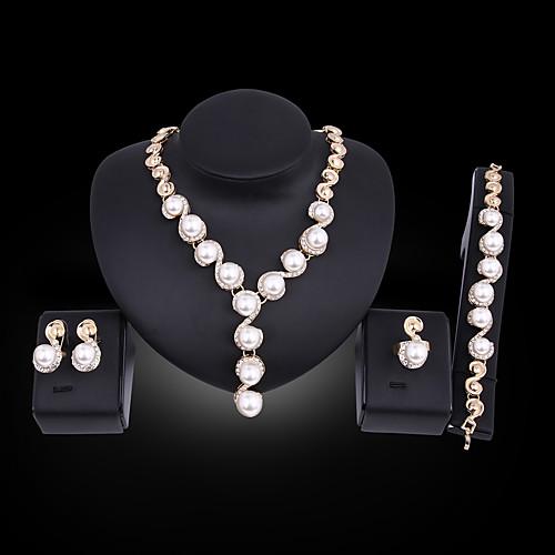 

Women's Jewelry Set Bridal Jewelry Sets Tassel Fringe Precious Fashion Imitation Pearl Gold Plated Earrings Jewelry Gold For Christmas Wedding Halloween Party Evening Gift 1 set
