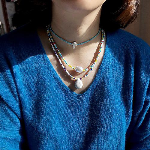 

Women's Beaded Necklace Necklace Handmade Drop Precious Joy Lucky Faith Dainty Unique Design Ethnic Fashion Pearl Glass Stone Rainbow 48 cm Necklace Jewelry 3pcs For Sport Gift Masquerade Beach