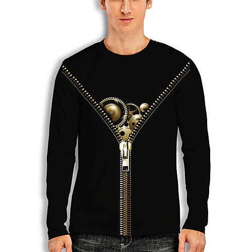 

Men's T shirt 3D Print Graphic 3D Print Long Sleeve Casual Tops Cartoon Classic Black