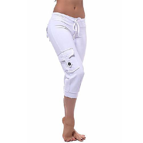 

Women's Casual / Sporty Chino Comfort Casual Weekend Tactical Cargo Pants Plain Calf-Length Pocket White Black Blue Wine Green