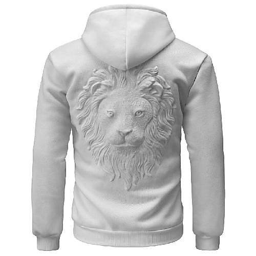 

Men's Pullover Hoodie Sweatshirt Lion Animal Hooded Going out Weekend 3D Print 3D Print Casual Hoodies Sweatshirts Long Sleeve White Dark Gray Red