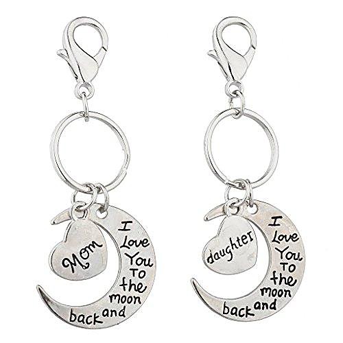 

mom and daughter keychain i love you to the moon back keychain silvertone accessories