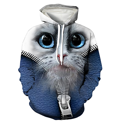 

Men's Pullover Hoodie Sweatshirt Animal Patterned Graphic 3D Print Hooded Daily 3D Print 3D Print Casual Hoodies Sweatshirts Long Sleeve Blue