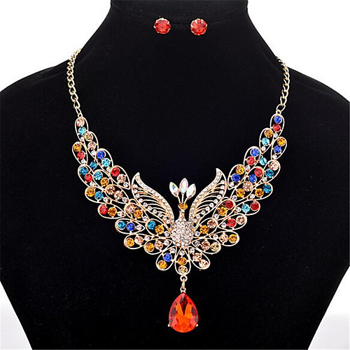 

Women's Jewelry Set Bridal Jewelry Sets Tassel Fringe Peacock Fashion Rhinestone Gold Plated Earrings Jewelry Champagne / Rainbow / White For Christmas Wedding Halloween Party Evening Gift 1 set