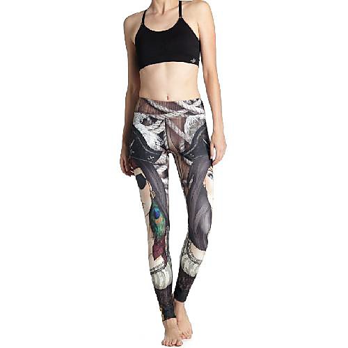 

Women's Basic Casual Comfort Daily Gym Leggings Pants Graphic Ankle-Length Patchwork Print Gray