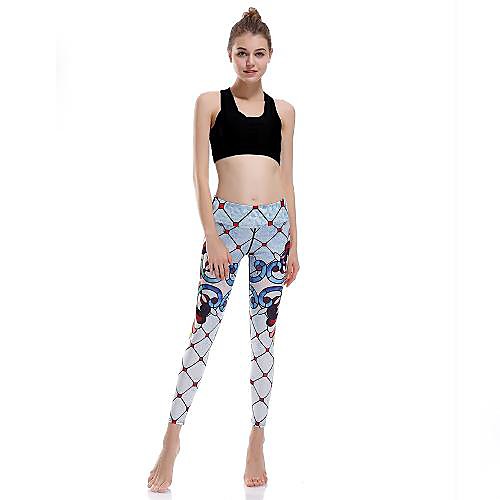 

Women's Basic Comfort Daily Gym Leggings Pants Patterned Full Length Patchwork Print Gray