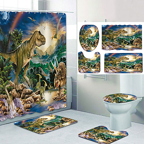 

Bathroom Shower Curtain & Mat Set Classic Polyester New Design
