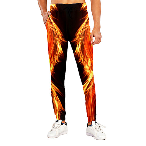 

Men's Novelty Casual / Sporty Outdoor Sports Casual Daily Sweatpants Trousers Pants Graphic 3D Full Length Print Orange