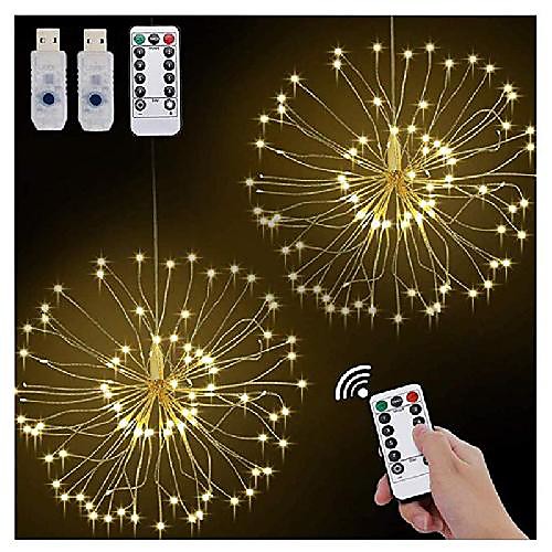 

LED Starburst String Light Firework Copper Fairy Lights 120 LEDs Warm White White Multi Color Waterproof Outdoor Lighting Decorative Wedding USB Powered 2pcs 1pc