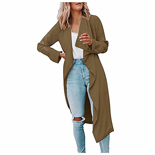 

womens lapel open front wrap coat,turn-down neck casual long sleeve winter fall warm wool blend overcoat outwear