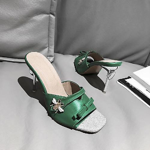 

Women's Sandals Stiletto Heel Square Toe High Heel Sandals Daily PU Synthetics White Black Blue