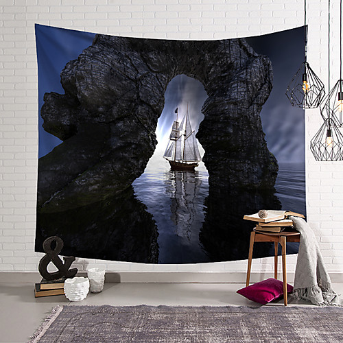 

wall tapestry art decor blanket curtain hanging home bedroom living room decoration island pirate ship arch polyester