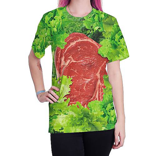 

Women's T shirt Graphic Round Neck Tops Basic Punk & Gothic Basic Top Green