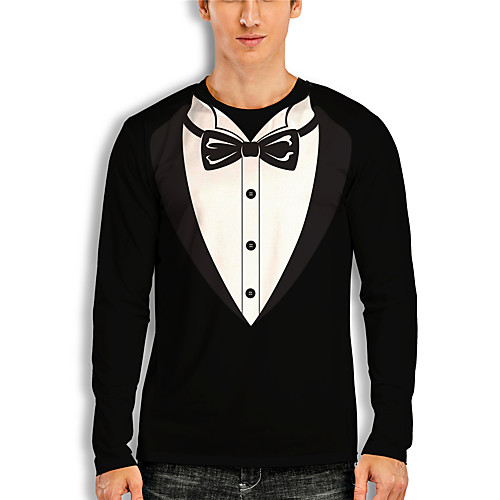 

Men's T shirt 3D Print Graphic 3D Print Long Sleeve Casual Tops Cartoon Classic Black