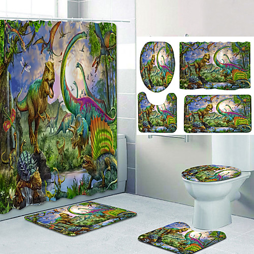 

dinosaur empire pattern printing bathroom shower curtain leisure toilet four-piece design