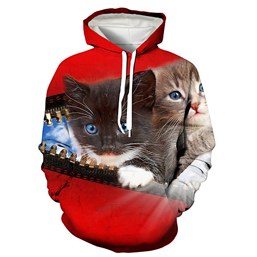 

Men's Pullover Hoodie Sweatshirt Animal Patterned Graphic 3D Print Hooded Daily 3D Print 3D Print Casual Hoodies Sweatshirts Long Sleeve Red