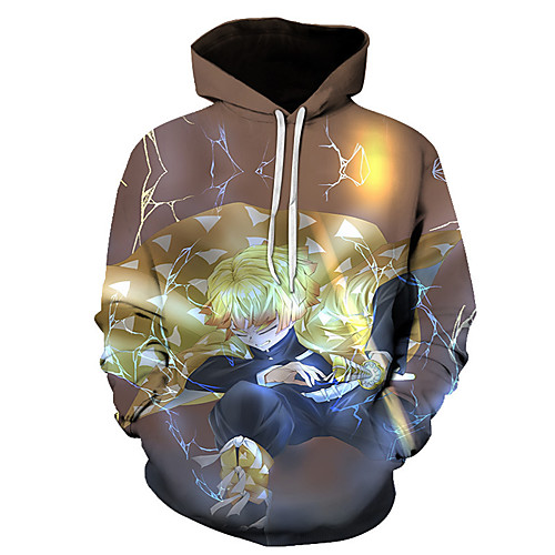 

Inspired by Demon Slayer Agatsuma Zenitsu Cosplay Costume Hoodie Polyester / Cotton Blend 3D Printing Harajuku Graphic Hoodie For Women's / Men's