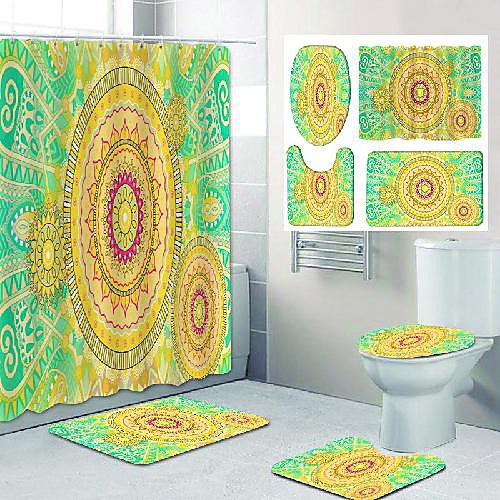 

Bathroom Shower Curtain & Mat Set Casual Polyester New Design
