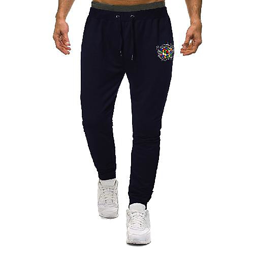 

Men's Sporty Basic Outdoor Daily Pants Sweatpants Pants Print Full Length Sporty Drawstring Black Blue Gray