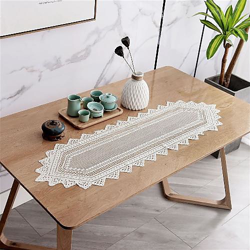 

Lace Table Ruinner Dust-proof Elegant Classic Table Cover Stai-proof Washable Oblong Table Cover for Kitchen Family Holiday